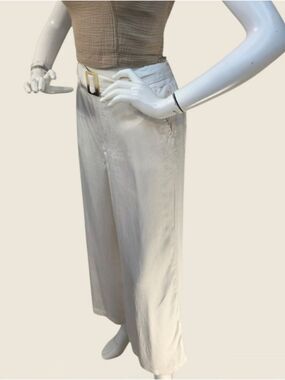 Dex White Wide Leg Belted Tencel Pants NWT Small
